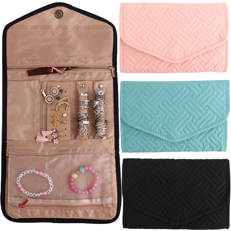

23*15*1.5cm Foldable Jewelry Storage Bag Display Holder Necklace Earring Ring Portable Travel Jewelry Organizer Storage Bag