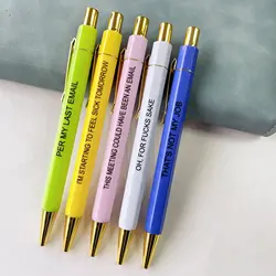 New Plastic Motivational Badass Pen Funny Stationery Signature Pens Push Type Neutral Pens Office Fun Nurse Pens Ballpoin Set5PC