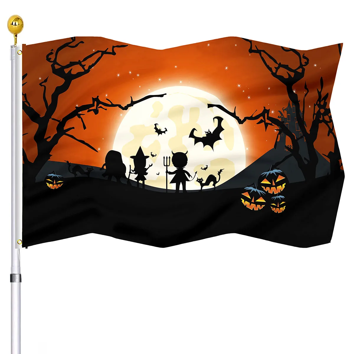 Happy Halloween Flags Holiday House Indoor Party Outdoor Decoration Flag Pumpkin Spooky Witch Black Cat Ghost Castle Bat Flags