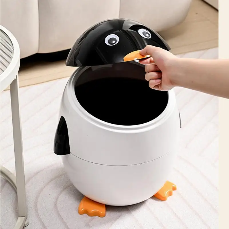 Animal Trash Can Cartoon Waste Bin For Kids Room Penguin Trash Bin Desk Garbage Can Animal Shaped Trash Can Wastebasket For Car