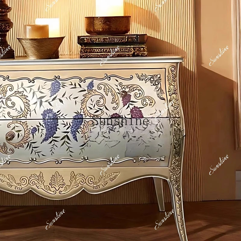 French entry bucket cabinet neoclassical entrance cabinet front door painted storage side cabinet  FT