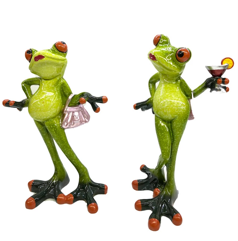 

Nordic Style Handbag Frog Ornaments Holding Champagne Glass Frog Wine Cabinet Decorations American Cartoon Animal Resin Crafts