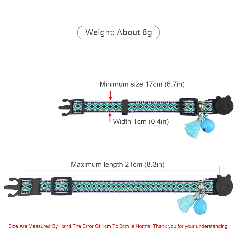 قابل للتعديل القط طوق البوليستر الجاكار نمط طوق الحيوانات الأليفة مع جرس و شرابة الديكور للقطط و الكلاب الصغيرة للحفاظ على فقدت