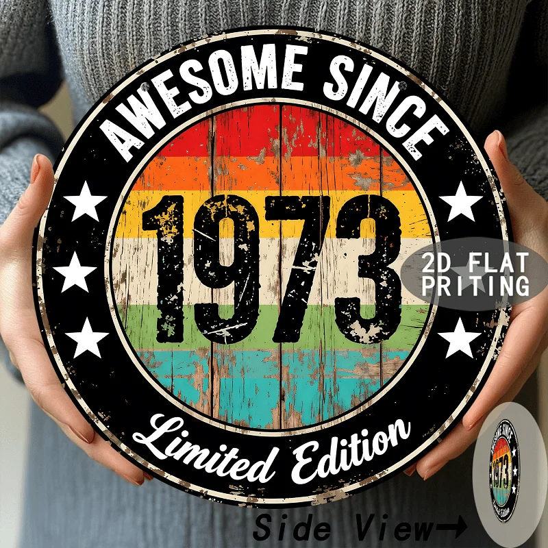 2D Flat, 1pc Vintage 1973 Metal Wall Art Sign - Retro 70s Decor with 