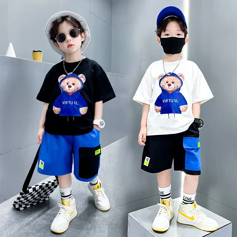 

Children's Summer Boys' Short-sleeved Suit 2023 New Middle-aged Boys' Thin Section of Small Boys' Tops