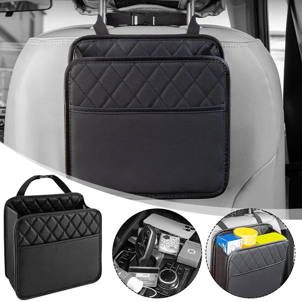 

PU Leather Multifunctional Car Seat Back Storage Bag Waterproof Wear-resistant Accessories Large Interior Garbage Capacity W1G7