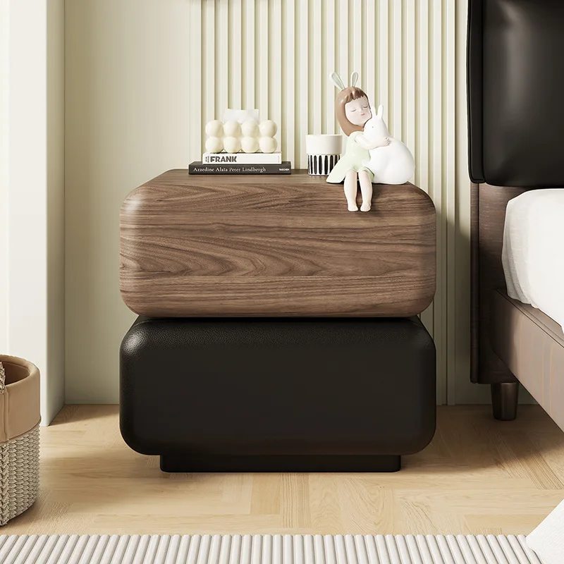 

Solid wood bedside table household bedroom light luxury simple shelf