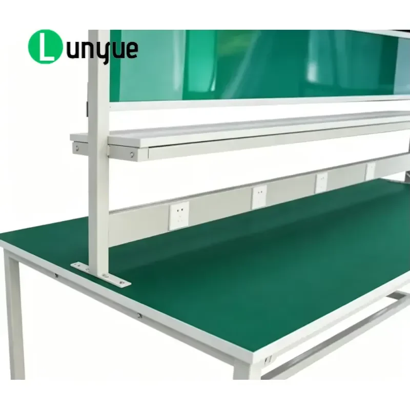 Industrial Anti-Static Workstation with Desktop Lighting Shelves Power Outlets ESD Safe Workbench for Electronics Repair Lab