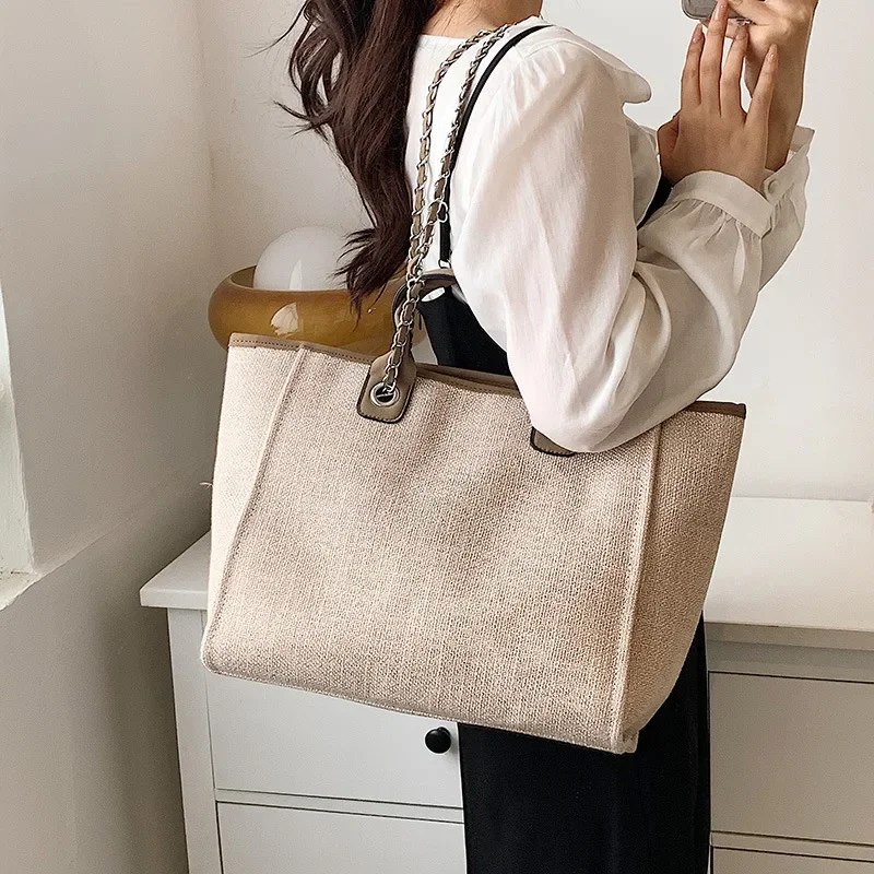 2024 New Women\'s Shoulder Bag Bucket Bag Fashion Large Capacity Handbag Chain Tote Travel Totes Weekend Jumbo Canvas Bags