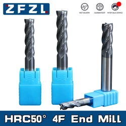 HRC50 1 2 3 4 5 6 8 10 4 Flutes Carbide End Mill Alloy Tungsten Steel Milling Cutter EndMills CNC machine end mills