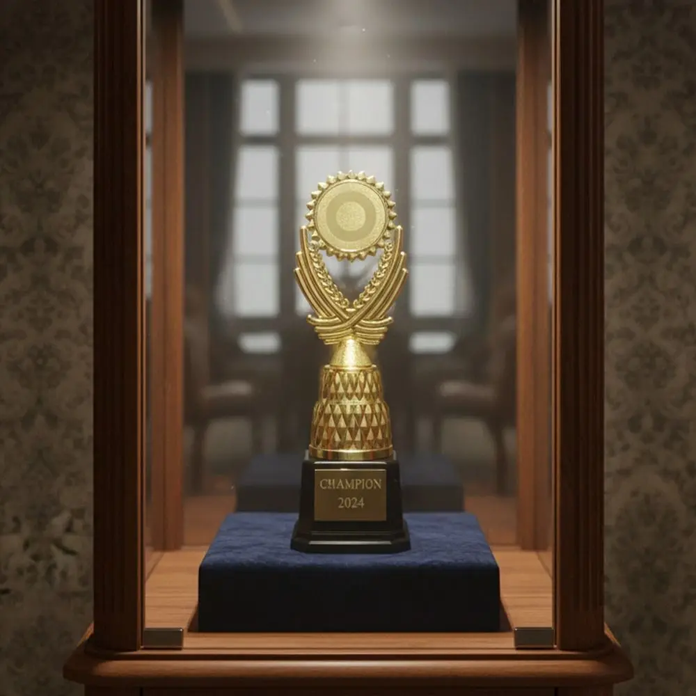 19/22.5/25/27.5 CM Prize Trophy Golden Color Plastic Material Competition Trophy First Place Gold Crown Golden Award Trophy