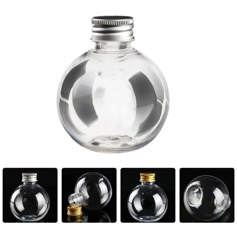 20pcs Bulb Bottles Empty Plastic Refillable Bottles Clear Fillable Drift Wishing Bottles Random Color For Cap 150ml 8x6.5x6.5cm