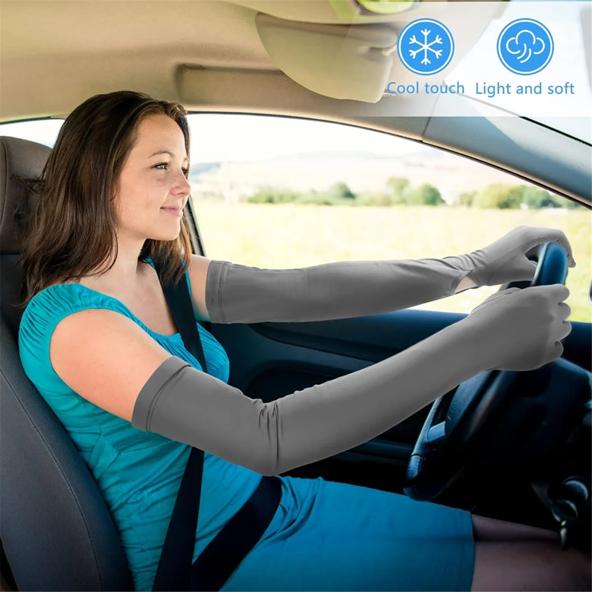 Rękawiczki damskie A11I z długim rękawem chroniące przed promieniowaniem UV, dotykowe, do jazdy samochodem, UPF 50+, do sportów na świeżym powietrzu, jazdy na rowerze, kolor skóry.