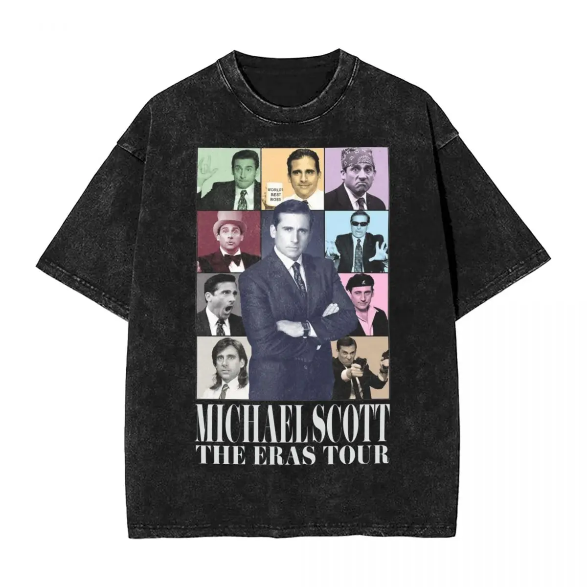 

Футболки с эффектом потертости, Майкл Скотт The Eras Tour, модная футболка в стиле хип-хоп, уличная одежда, графические футболки с коротким рукавом для мужчин и женщин