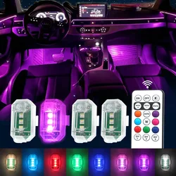 4PCS Wireless LED Strobe Lights with Remote Control, 8 Colors USB Charing Waterproof Anti-Collision Led Emergency Warning Lights
