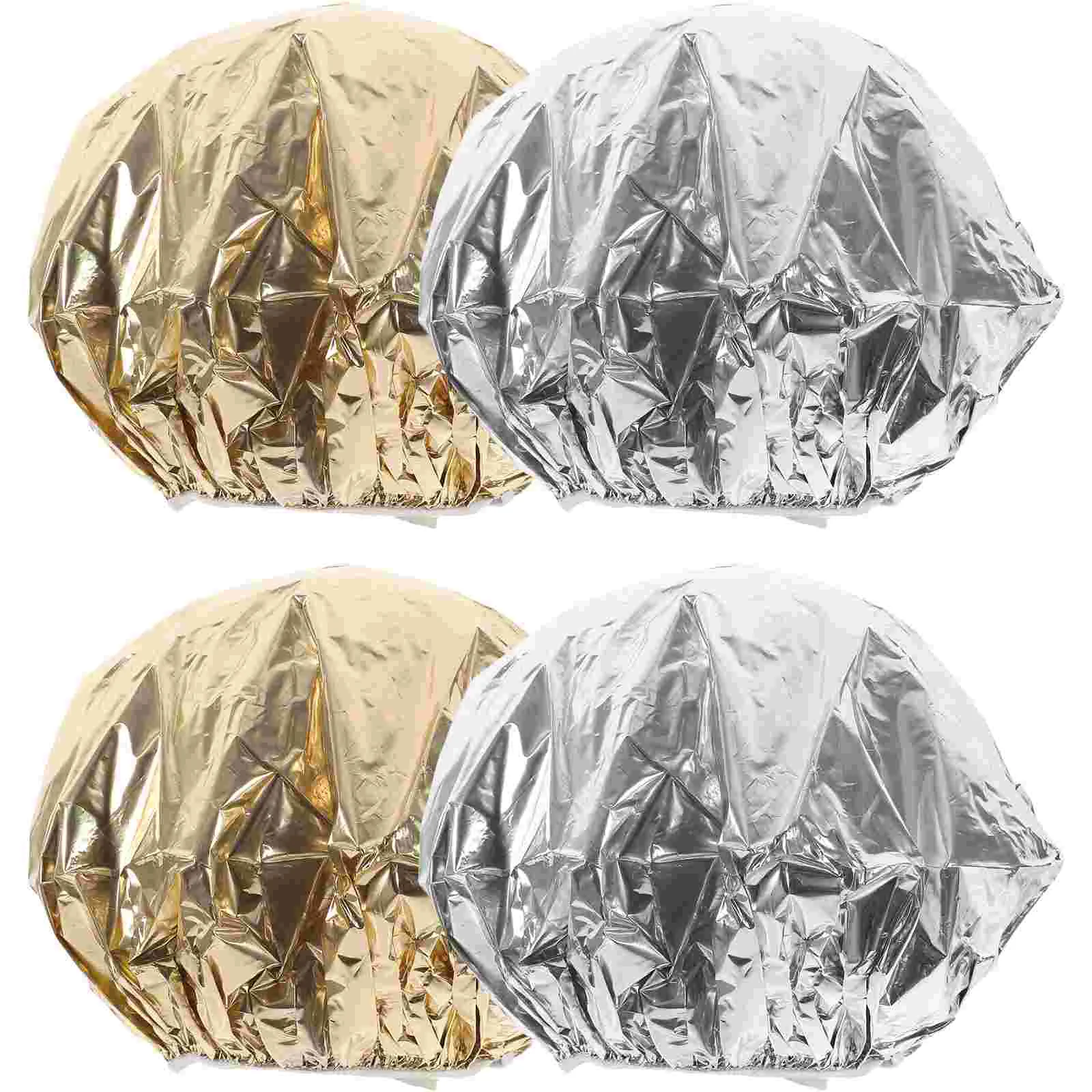 

4 Pcs Conditioner Aluminum Foil Cap Baking Hat Elastic Hair Tin Deep Conditioning Dye Coloring Spa Miss