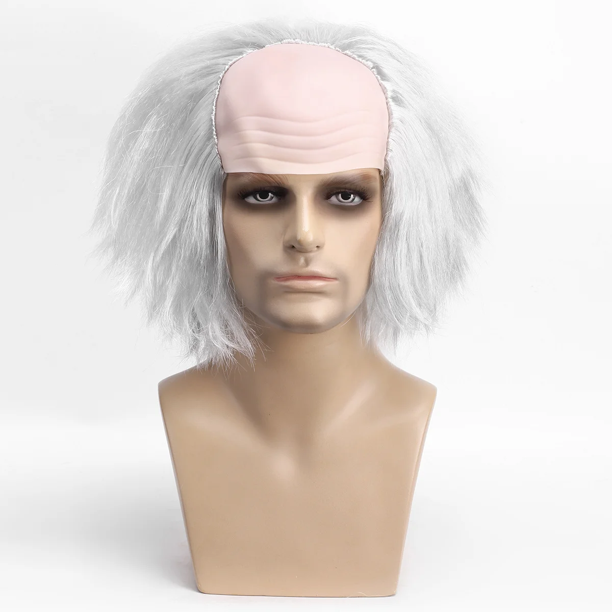 Gray-White Bald Fluffy Short Hair Chemical Fiber Synthetic Wig | Einstein's Funny Wig | Scientific Cos Theme Activity
