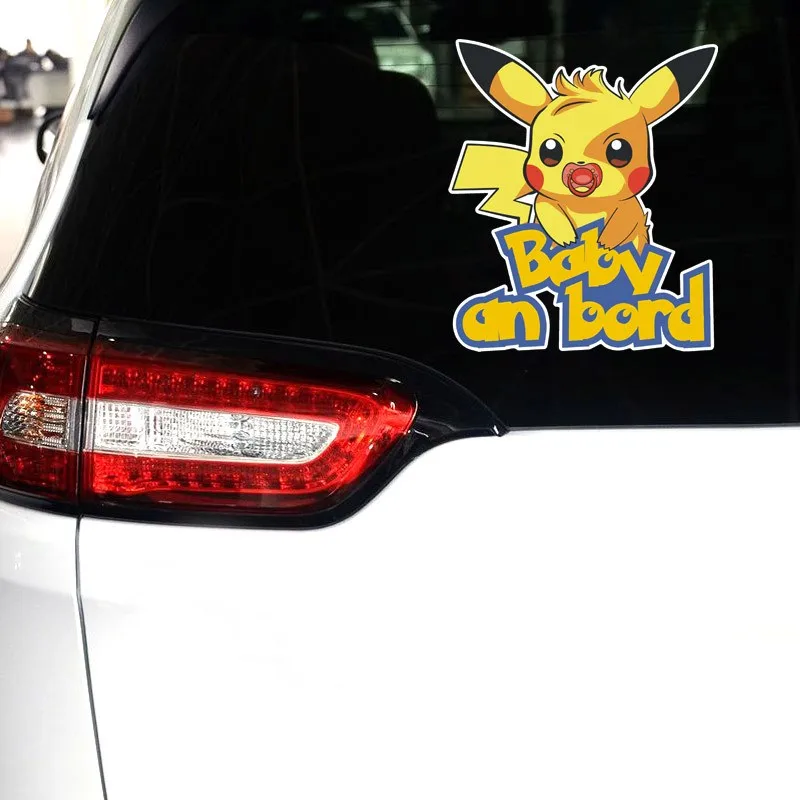 Pokemon Pikachu Baby On Board Cute Lovely Anime Decals Car Stickers For Polo Window Windshield Bumper Trunk Auto Tuning