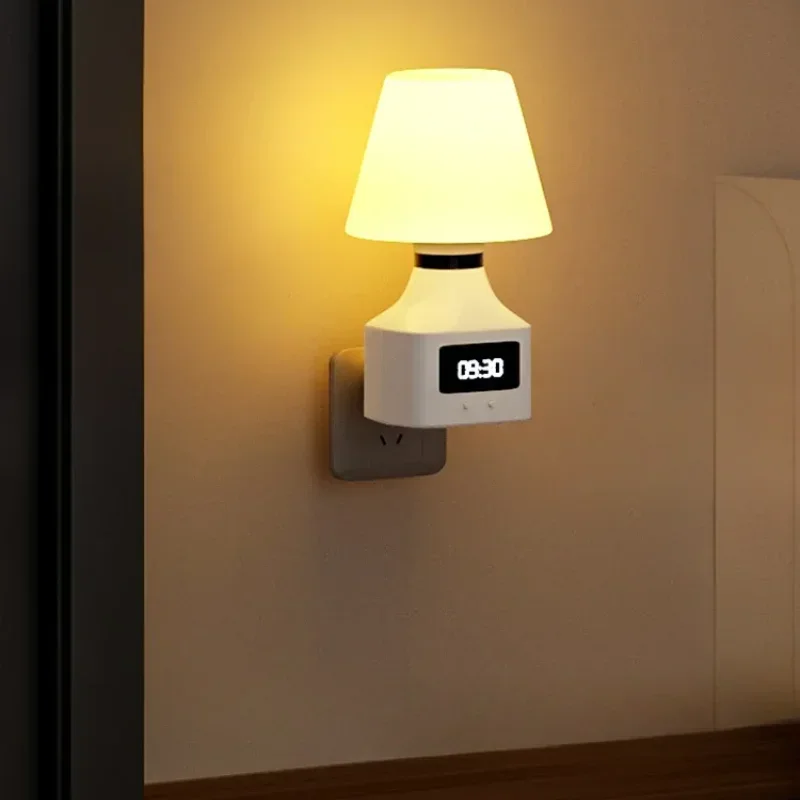 AI Voice Password Control Lamp Electric Remote Regulate Clock Bedroom Bedhead Sleep Light Tone Activated Plug-In Fixture