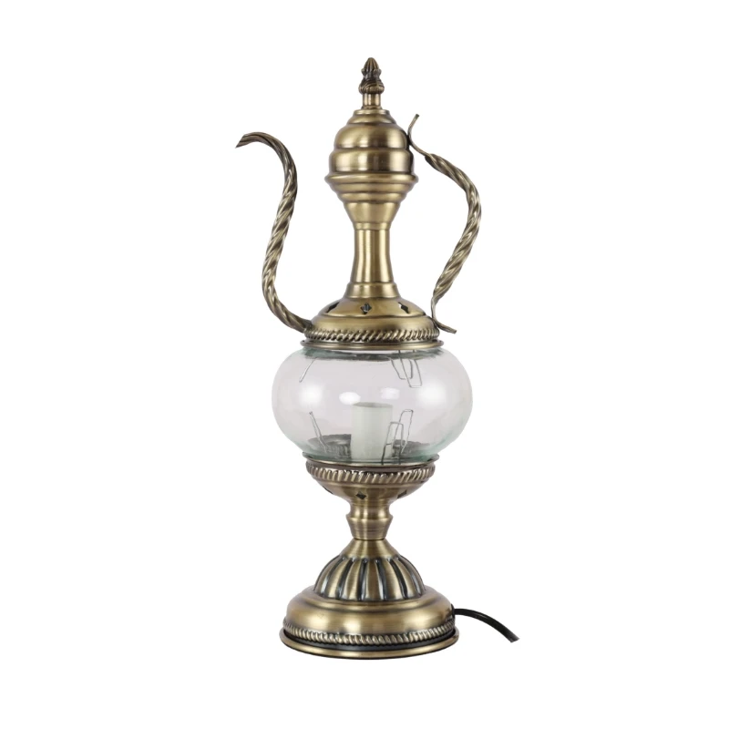 

Illuminated Turkish style, carved crystal glass teapot, electric color, glass home, desk lamp decoration