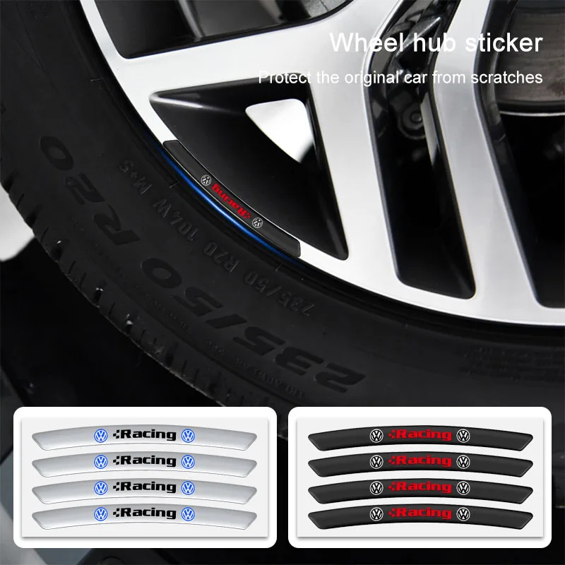 4Pcs Car Styling Auto Wheel Hub Badge Tire Rim Stickers Accessories For Volkswagen GOLF 5 6 7 Polo Tiguan VW TOURAN CADDY PASSAT