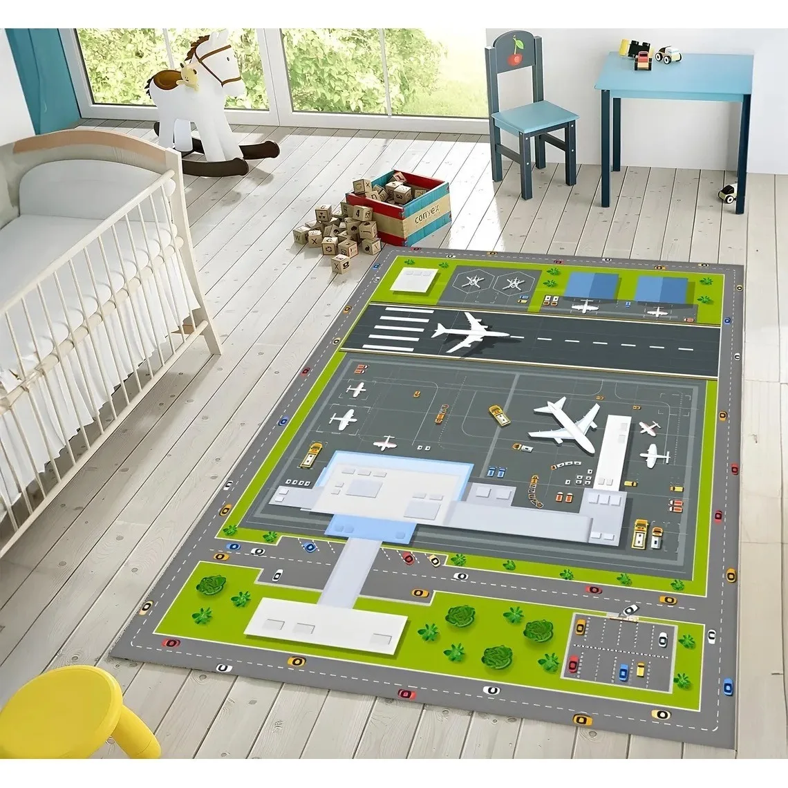 Airplane Airport Terminal Large Carpet Rug for Home Living Room Bedroom Doormat Decor Kid Play Area Rug Carpet Nonslip Floor Mat