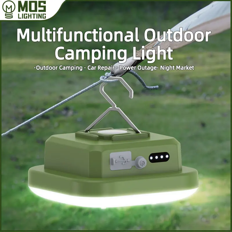 MOSLIGHTING-Solar Outdoor Camping Luz, carregamento rápido portátil, Holofote LED, Lanterna Tent, Power Outage, Luz de trabalho de emergência