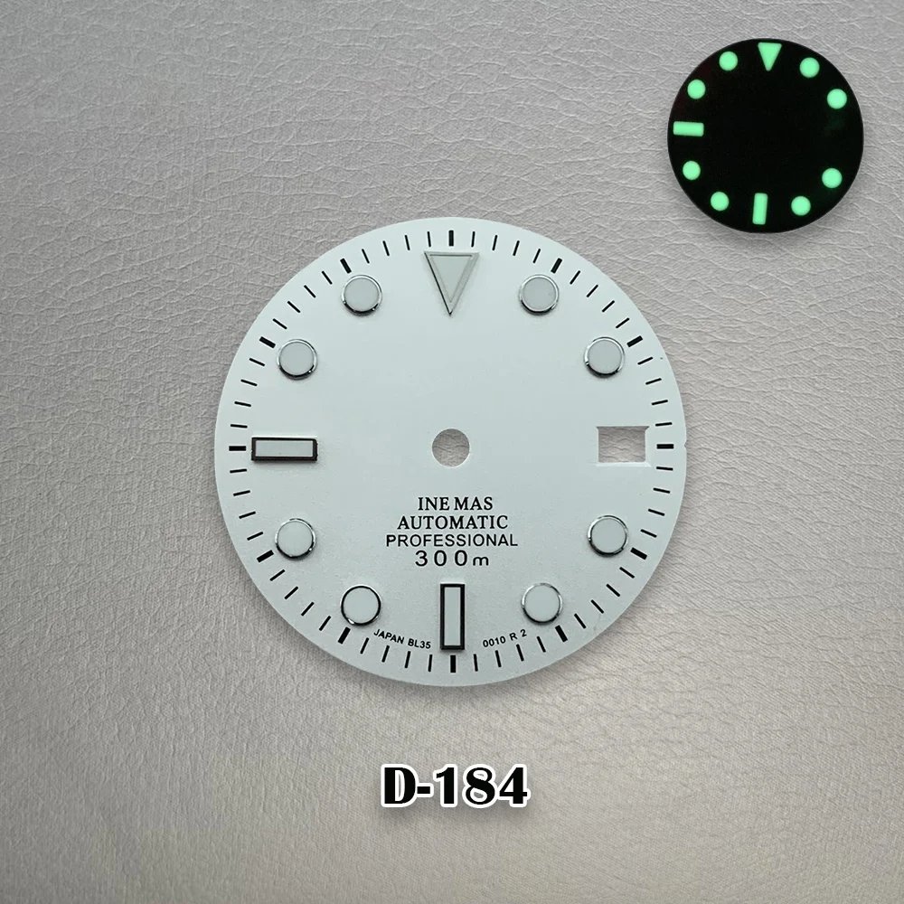 คุณภาพสูง 28.5 มม.S โลโก้ NH35 Dial Dual ปฏิทินเหมาะสําหรับ NH35/NH36 การเคลื่อนไหวสีเขียวส่องสว่าง NH35 นาฬิกาอุปกรณ์เสริม