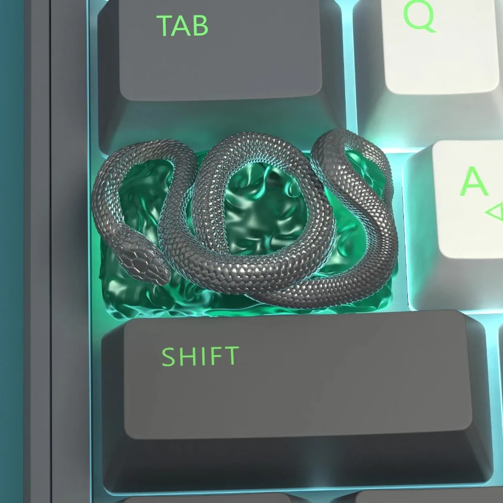 

1.75U Green Snake Resin Handmade Keycaps Personalized For Mechanical Keyboard Keycaps Pc Gaming Accessories Gifts
