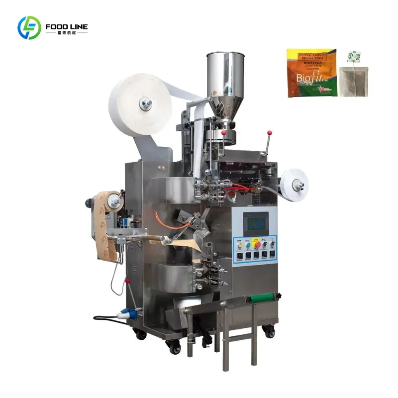 Customized Full Automatic Dual Layer Tea Bag Sealing Packaging Machine With Thread String And Labeling System