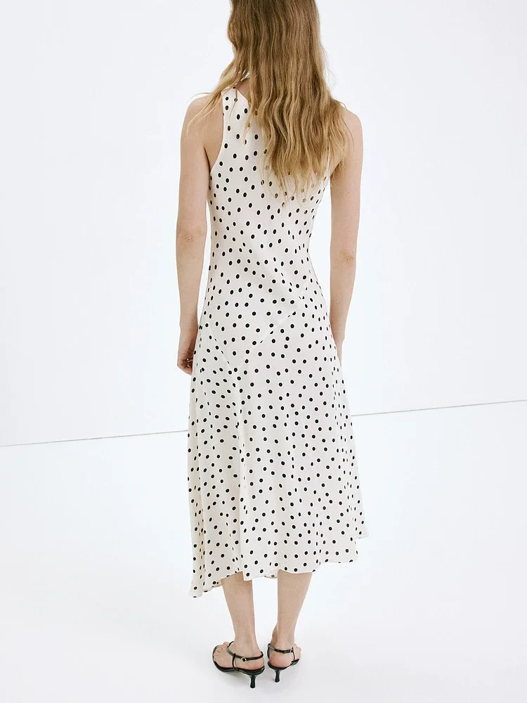 Elegant Summer New Arrival Women's White Polka Dot Strap Dress Holiday Style Dress for Young Women Aged 18-25