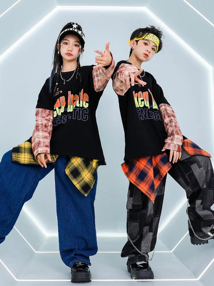 Jungen K-pop Street Dance Feste Weste Sweatshirt Baggy Schwarz Cargo Hosen Mädchen Hip Hop Kleidung Sets Kinder Kinder Jazz streetwear