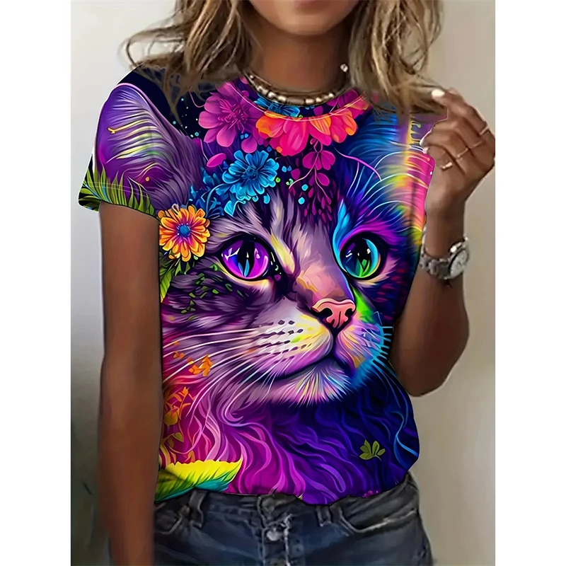 

Fashion Cute 3D Print T-shirt Women Daily Casual Outdoor Sports Streetwear Casual Short Sleeve T Shirts Summer Funny Tees Top