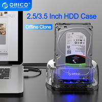 ORICO Dual-bay 2.5/3.5 Inch HDD Docking Station SATA to USB3.0 HDD Enclosure 5Gbps Offline Clone External Hard drive Case for Pc