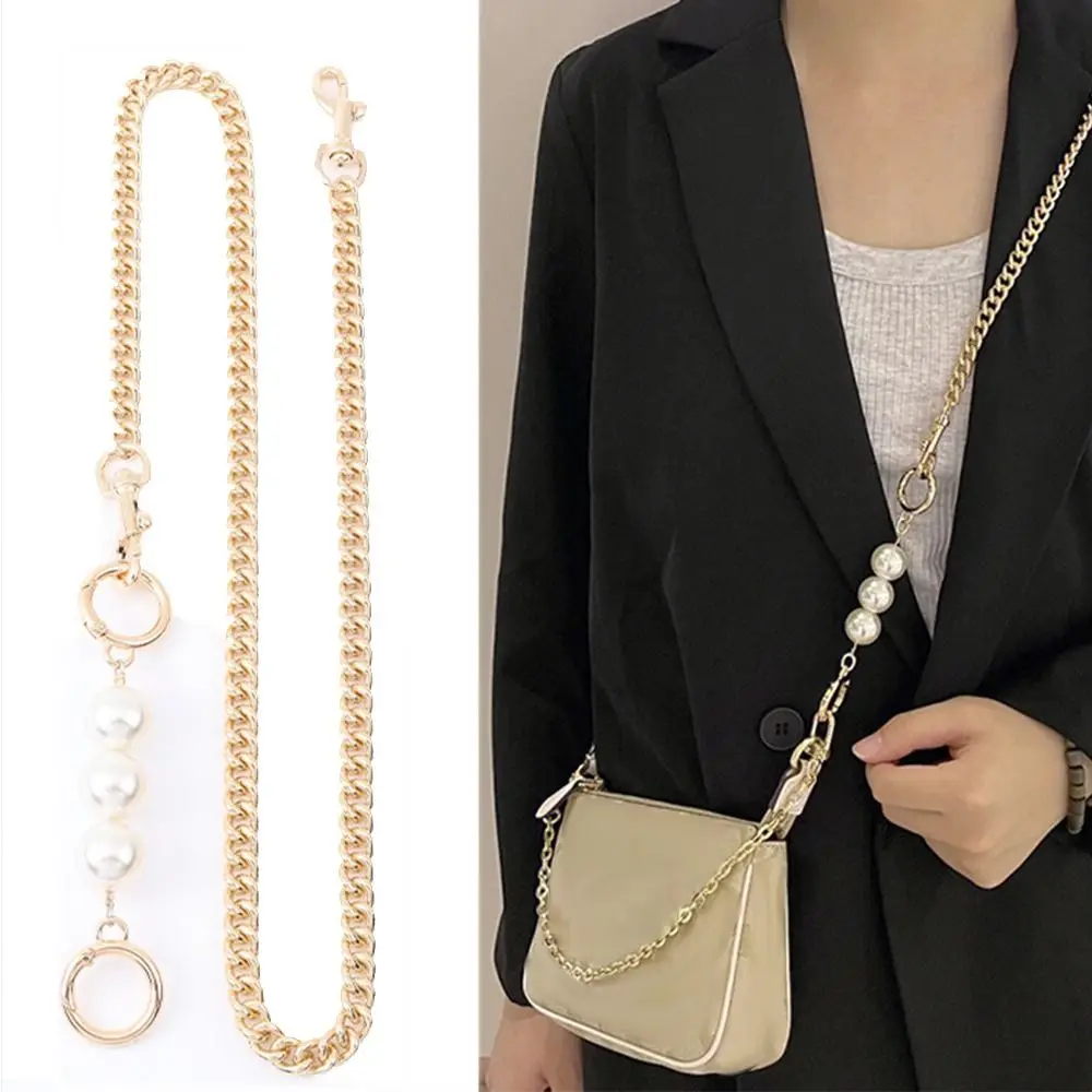 Bag Chain Strap Extender Pearls Patchwork Bag Chain Pearl  Handbag Extension Chain Women Bags Belt