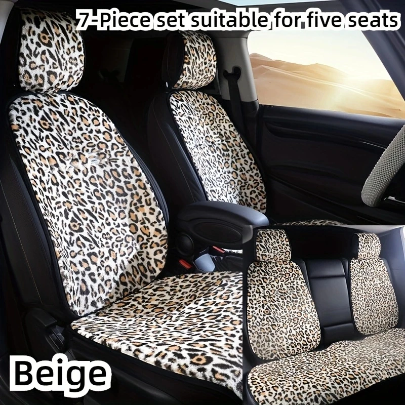 

Leopard plush winter car seat cushion single seat car interior decoration Suitable for car truck SUV