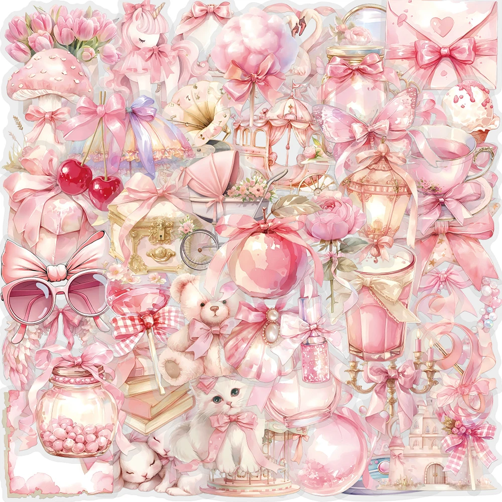 

10/30/60pcs Cute Cartoon Pink Girl Aesthetic Graffiti Stickers Decals DIY Scrapbook Phone Luggage Waterproof Decoration Sticker