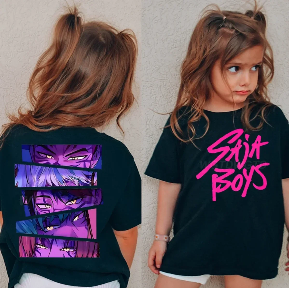 

Kpop Demon Hunters Children's T Shirt Women Short Sleeve Saja Boys Kids Tee Kpop Demon Hunters TshirtBoys Girls Family Clothing