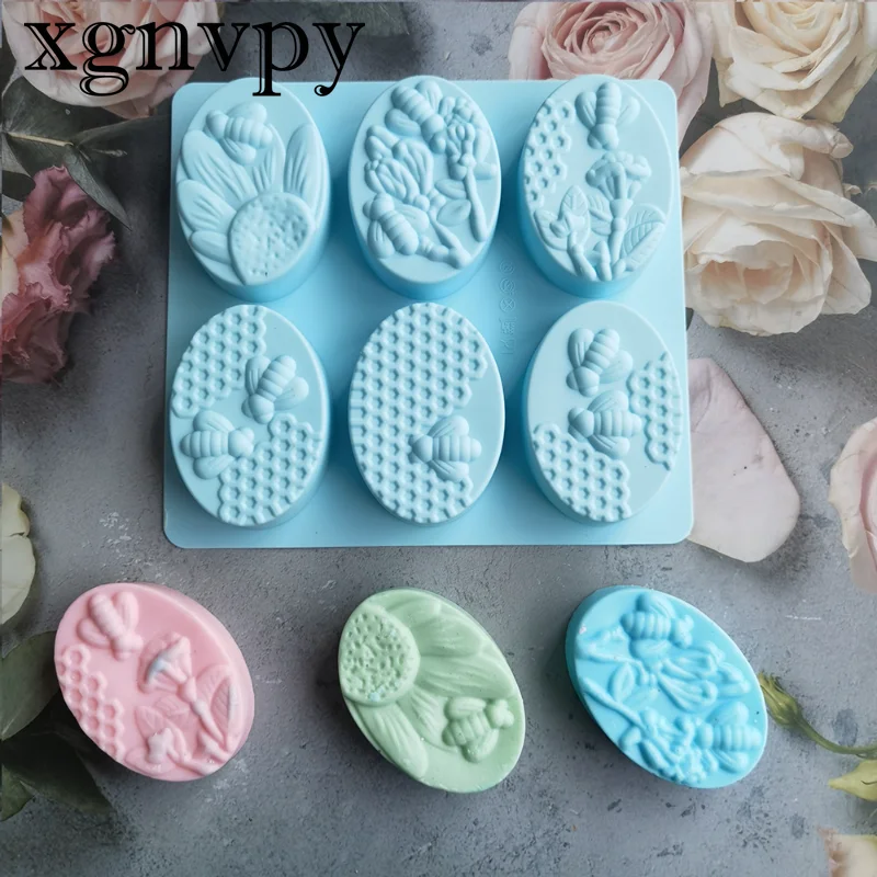 xgnvpy 6 Elliptical Bee soap 105 cake silicone mold Mousse chocolate dessert jelly mold baking tools