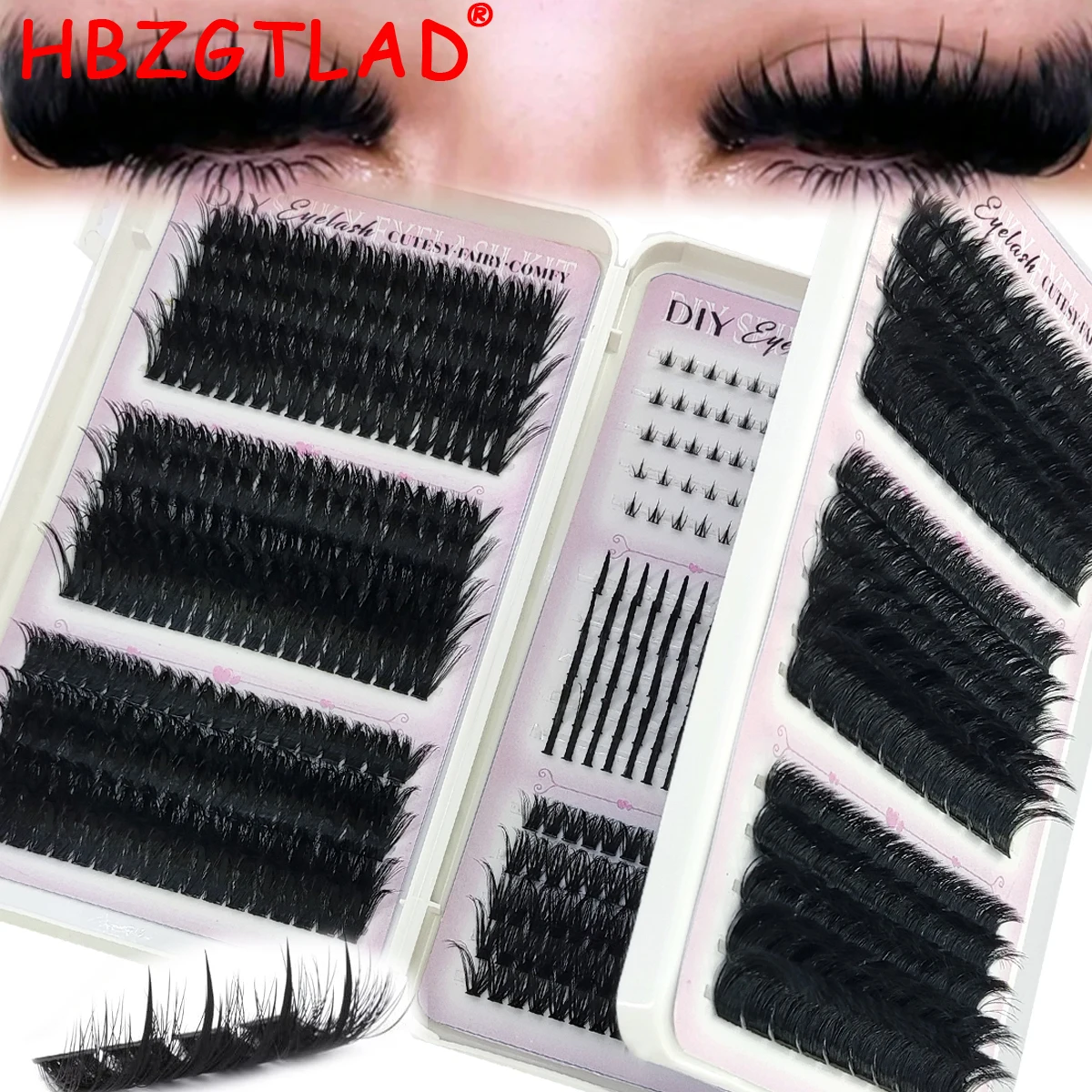 HBZGTLAD Large Capacity Eyelash Book 60D-300D Eyelash Bundle Mange Eyelash Nail Effect Fairy Anime Eyelashes Multiple Mixed Styl