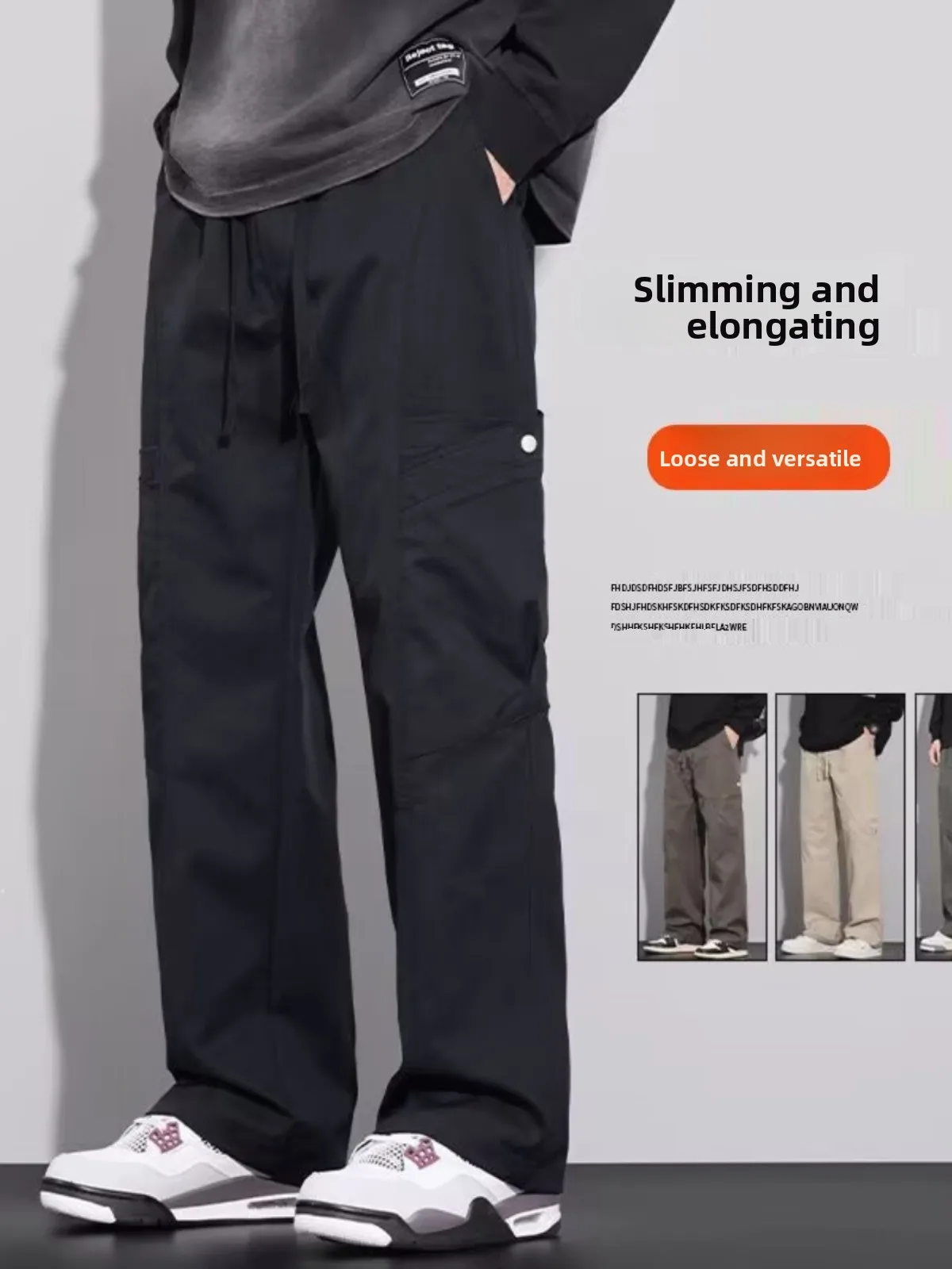 

Casual Loose Men's Workwear Pants Multi-ket Straight Leg Trendy Spring Autumn Faion Breathable Comfortable Youthful Sle