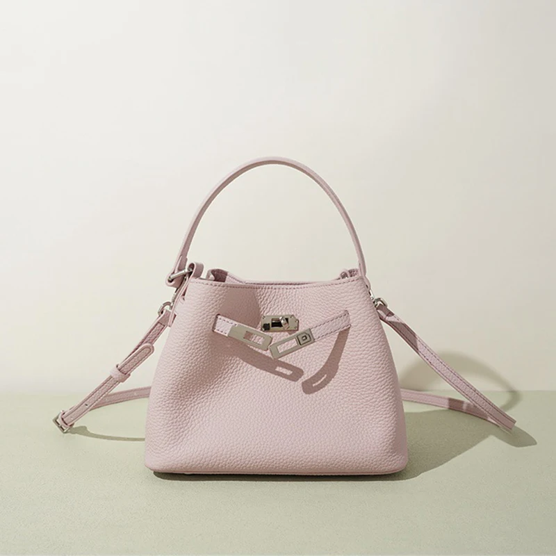 

Spring 2026 new handbags, retro and stylish bucket bag, fashionable and niche handbag, top-grain cowhide versatile crossbody bag