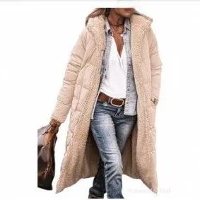 Hooded Long Sleeve Top Loose Fit Commuter Style with Wrinkle Treatment Pockets Mid Long Length Zipper Closure Casual for Women