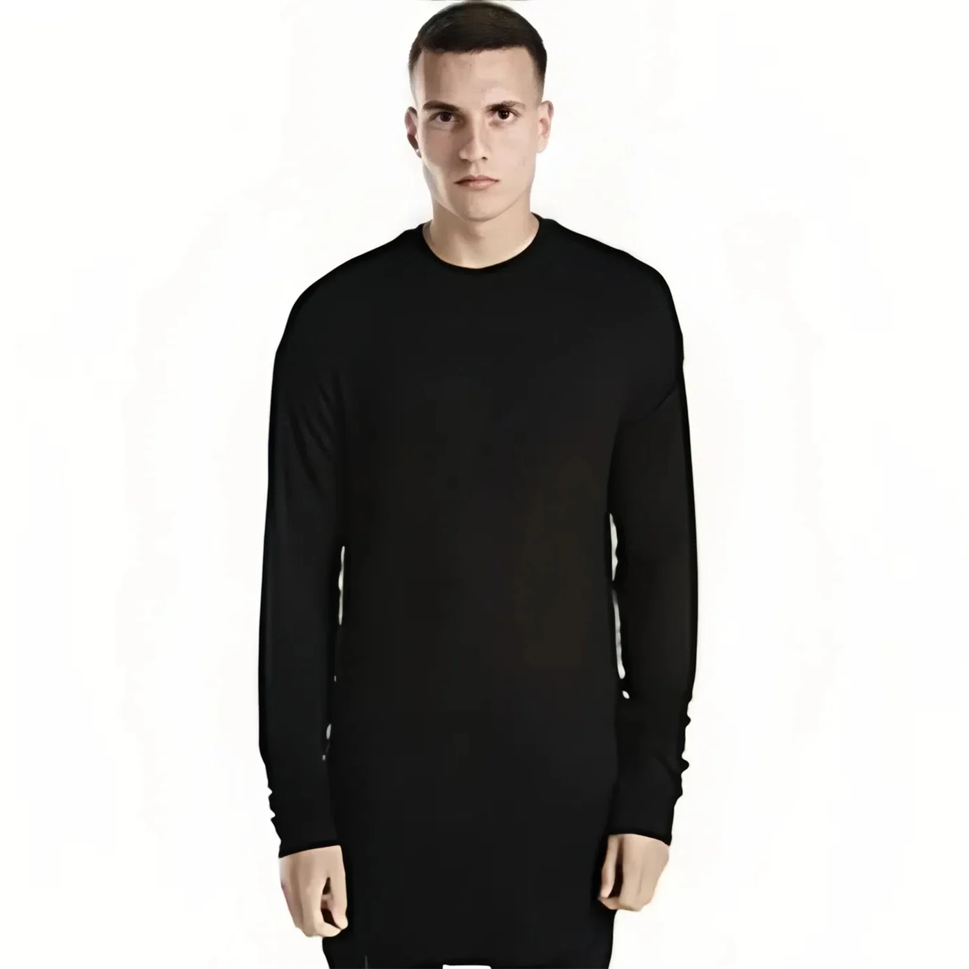 MRMT 2026 Nowa męska koszulka z długim rękawem, z zaokrąglonym dołem, w stylu high street, jednokolorowa, bazowa koszulka męska, topy i t-shirty hip-hopowe dla mężczyzn. — zdjęcie 4