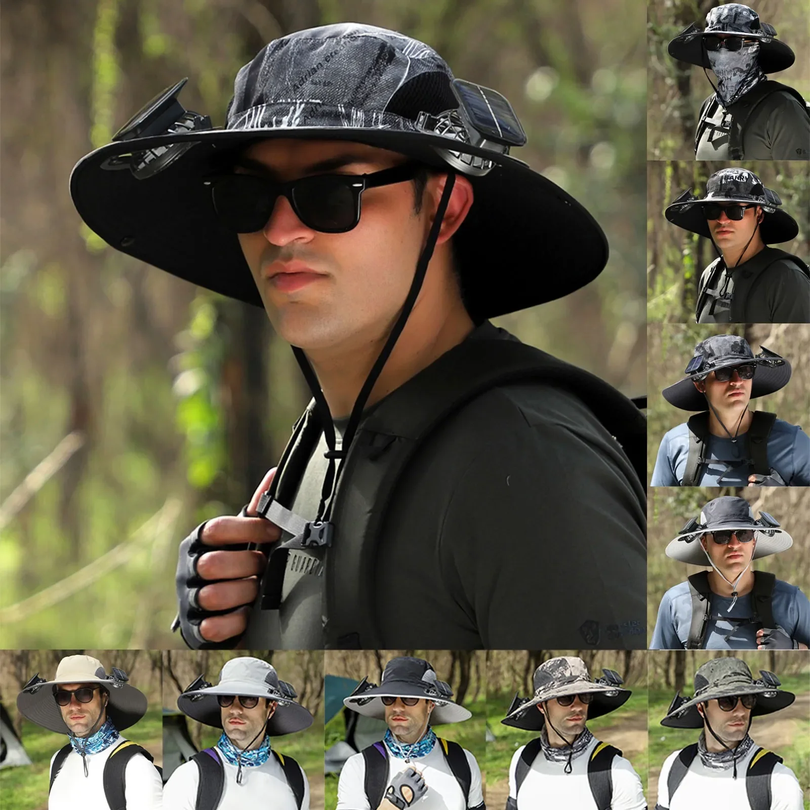 

Swim Hat Men Outdoor Wide Brim Sun Hat With Solar Fan Wide Brim Solar Fan Outdoor Fishing Hat Solar USB Charging Desktop Visor