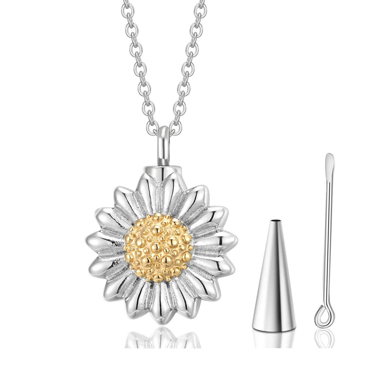

Sunflower Cremation Jewelry Stainless Steel Urn Necklace Keepsake Ashes Memorial Pendant Locket for Human Ashes Women Men