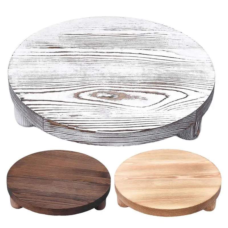 Wood Pedestal Stand Round Display Stand Riser Farmhouse  Decorative Tray Wooden Riser Soapy Stand for garden Indoor