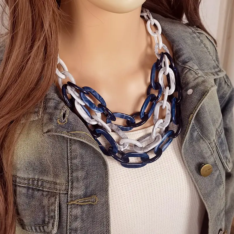 European and American exaggerated bib necklace women's acrylic accessories assembly accessories cross-border new accessories pop