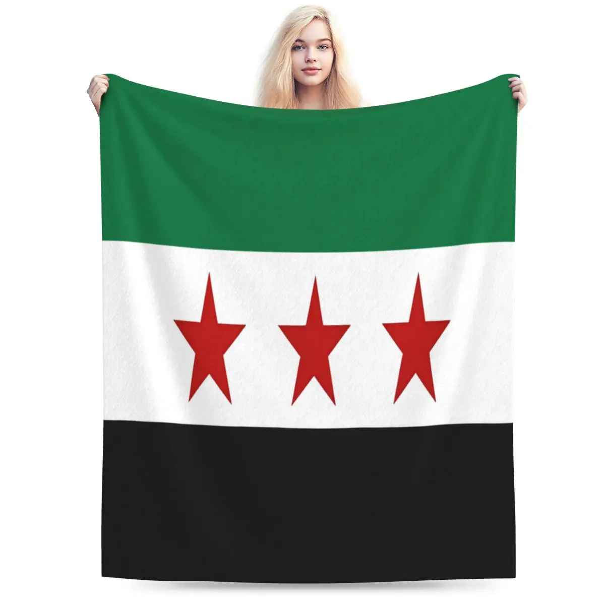 Old Syria Flag Strip Green White Black With 3 Red Stars An Ultra-Soft Micro Fleece Blanket