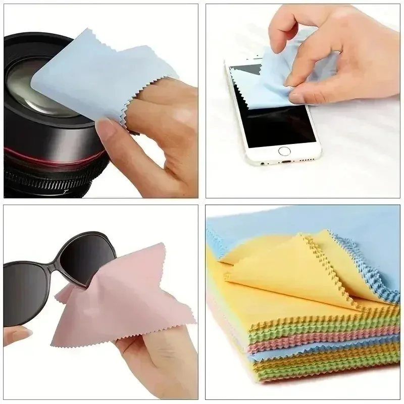10/100Pcs Lint Free Microfiber Cloth Phone Screen Glasses Camera Lens Cleaner Wipe Soft Absorbent Square Reusable Cleaning Rag